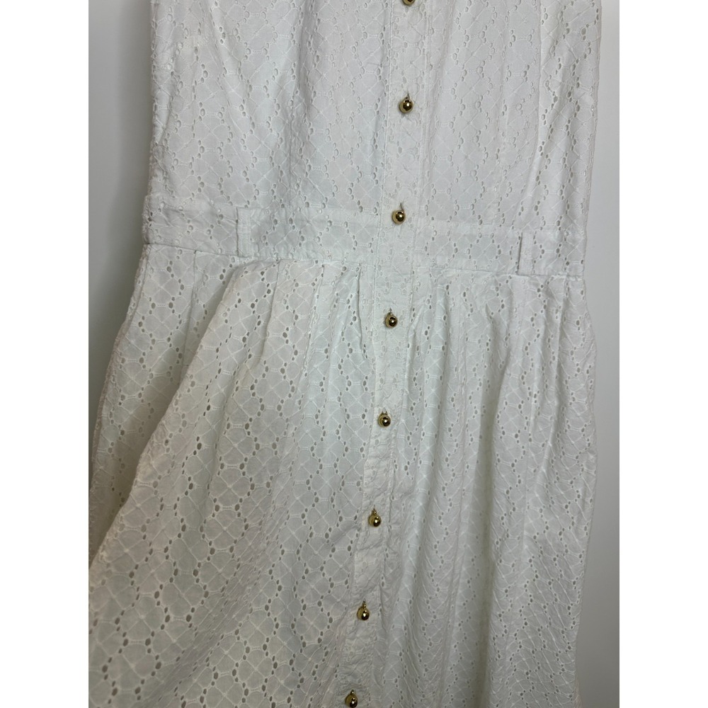 Kate Spade New York White Cotton Eyelet Sleeveless Button Front Dress *Altered - Picture 5 of 13